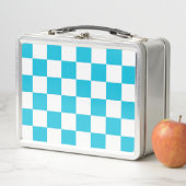 Classic aqua blue checkerboard metall brotdose (Beispiel)