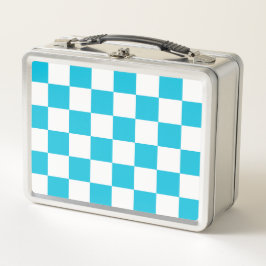 Classic aqua blue checkerboard metall brotdose