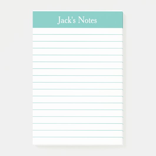 Classic Aqua Lined Personalisierte Nachhinweise Post-it Klebezettel (Vorderseite)