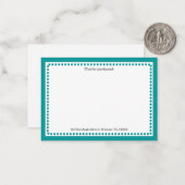 Classic Aquamarin Blue Border & Dots Mit Monogramm Mitteilungskarte (Vorderseite/Rückseite Beispiel)