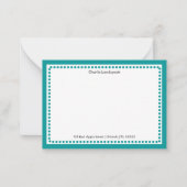 Classic Aquamarin Blue Border & Dots Mit Monogramm Mitteilungskarte (Vorderseite)