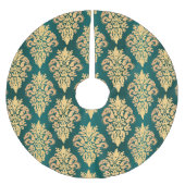 Classic Aquamarin Green Gold Damask Weihnachtsmust Polyester Weihnachtsbaumdecke (Vorderseite)
