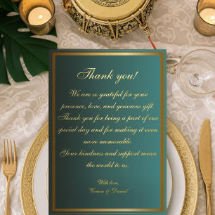 Classic Aquamarin und Gold Wedding Dankeschön Card Folieneinladung