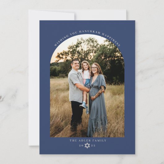 Classic Arch Hanukkah Photo Feiertagskarte (Vorderseite)