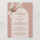 Classic Arch Pastel Pink Pampas Floral Wedding Menükarte (Vorderseite)