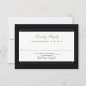 Classic Art Deco Black and Gold Wedding RSVP Karte (Vorderseite)