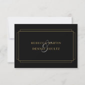Classic Art Deco Black and Gold Wedding RSVP Karte (Rückseite)