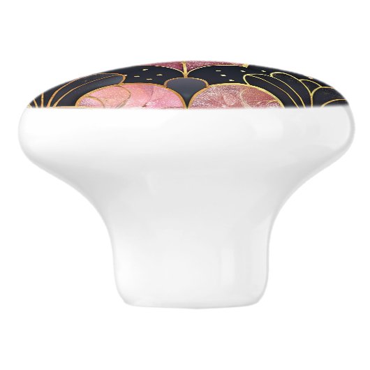 Classic Art Deco Fan Pattern Keramikknauf (Seitenansicht)