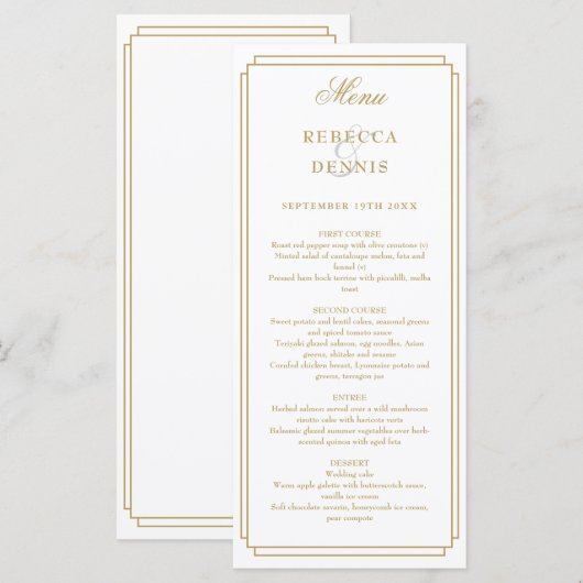 Classic Art Deco Menükarte (Vorne/Hinten)