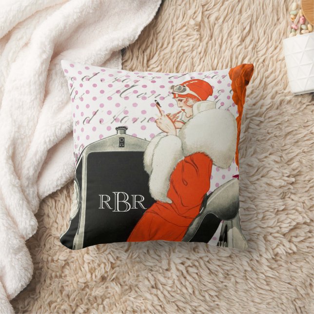 Classic Art Deco Parisian Flapper Fashion Image Kissen (Decke)