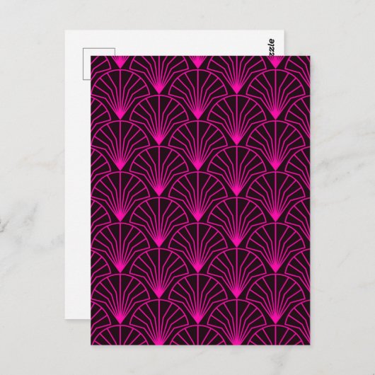 Classic Art Deco Pattern in Pink and Black Postkarte (Vorne/Hinten)