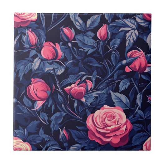 Classic Art Deco Rose Fliesen für Innenböden (Vorderseite)