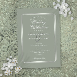 Classic Art Deco Sage Green Wedding Einladung
