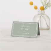 Classic Art Deco Sage Green Wedding Platzkarte (Rückseite)