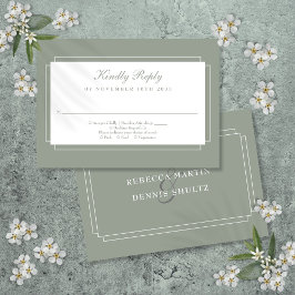 Classic Art Deco Sage Green Wedding RSVP Karte