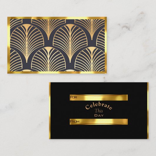 Classic Art Deco Ventilator Design Gold, Sm. Gesch Begleitkarte (Vorne/Hinten)