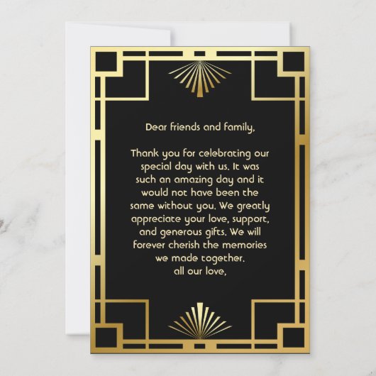 Classic Art Deco Vintag Danke Karte (Rückseite)