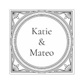 Classic Art Deco Wooden Couple's Names Gummistempel (Prägung)