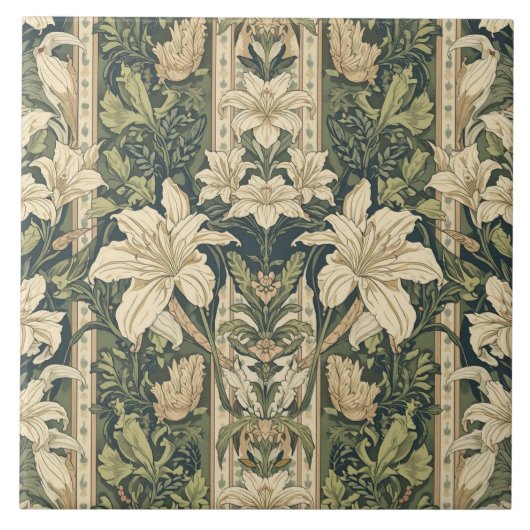 Classic Art Nouveau Floral vintage aesthetic Fliese (Vorderseite)