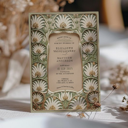 Classic Art Nouveau Lily Wedding Einladung