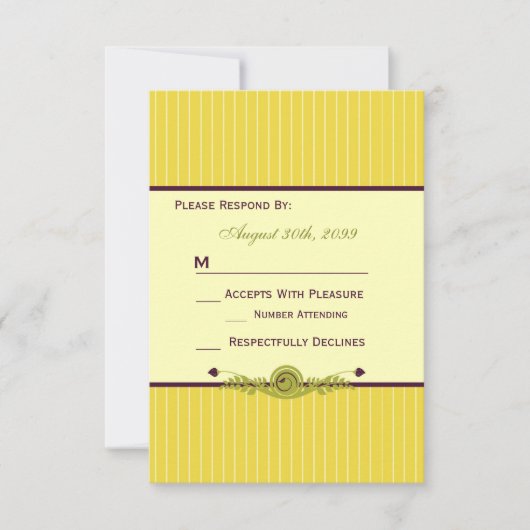 Classic Art Nouveau Yellow and Lila Wedding RSVP (Vorderseite)