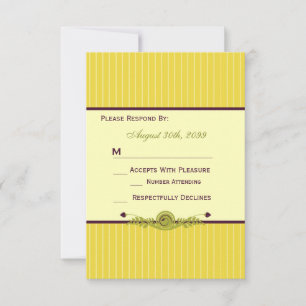 Classic Art Nouveau Yellow and Lila Wedding RSVP