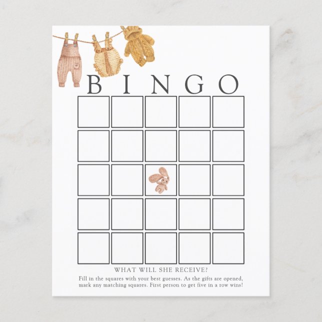 Classic Baby Bingo Game Card (Vorderseite)