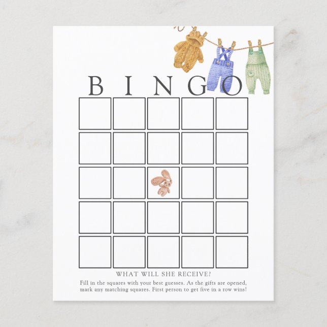 Classic Baby Boy Baby Bingo Game Card (Vorderseite)