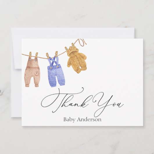 Classic Baby Boy Dankeschön Note Card Mitteilungskarte (Vorderseite)