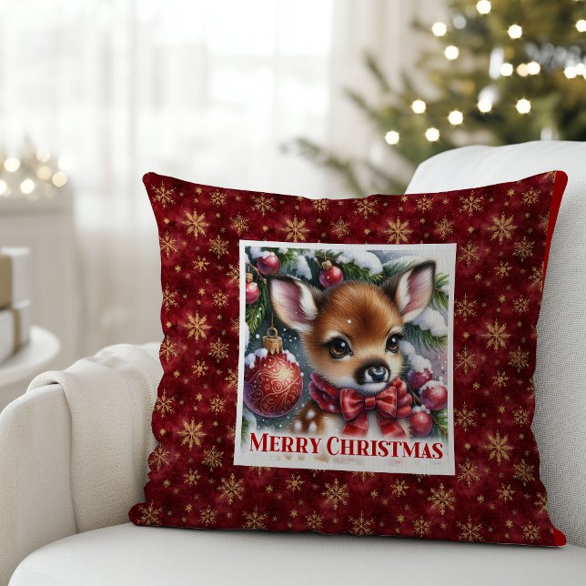Classic Baby Fawn Winter Scene Kids Room Decor  Kissen (Classic Baby Fawn Winter Scene Kids Room Decor Christmas Pillow

)