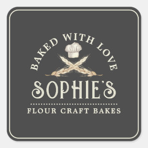 Classic Baker Logo Pstry Koch Black Product Label Quadratischer Aufkleber