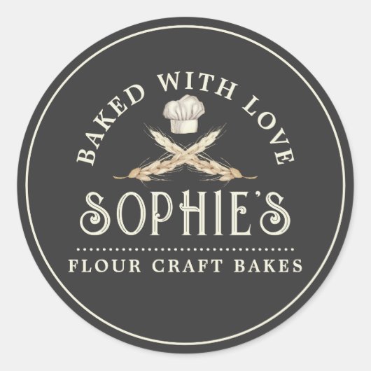 Classic Baker Logo Pstry Koch Black Product Label Runder Aufkleber (Vorderseite)