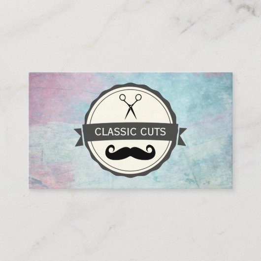 Classic Barber Shop Farbige Textur Visitenkarte (Vorderseite)