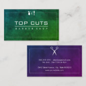 Classic Barber Shop Sleek Green Lila Visitenkarte (Vorne/Hinten)