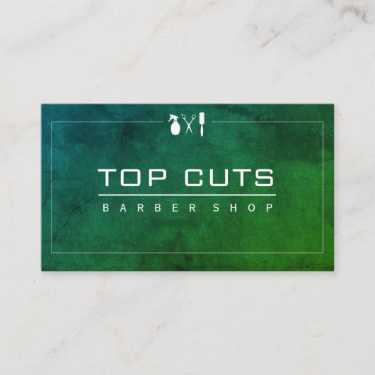 Classic Barber Shop Sleek Green Lila Visitenkarte (Vorderseite)