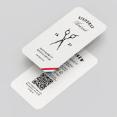 Classic Barbershop Barber Red White Blue Modern Visitenkarte