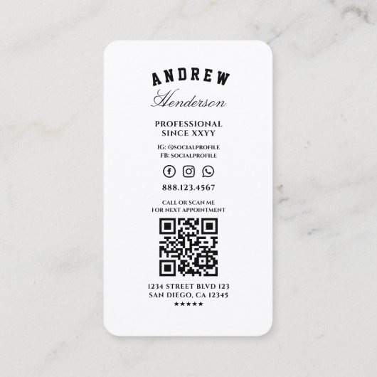 Classic Barbershop Barber Red White Blue Modern Visitenkarte (Rückseite)