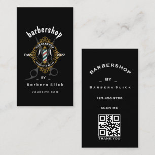 Classic Barbershop Business Card auf der Rückseite Visitenkarte
