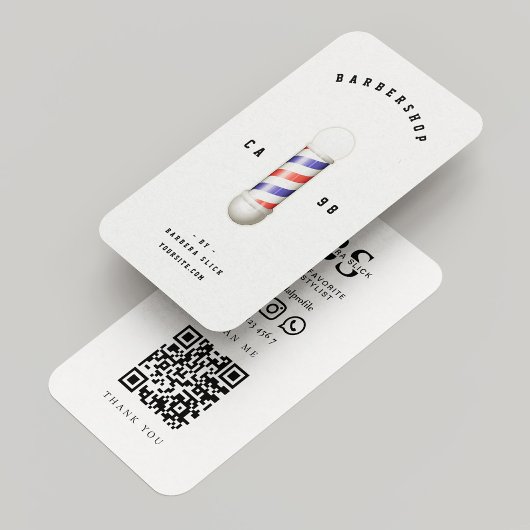 Classic Barbershop Haircut Barber Pole White Visitenkarte