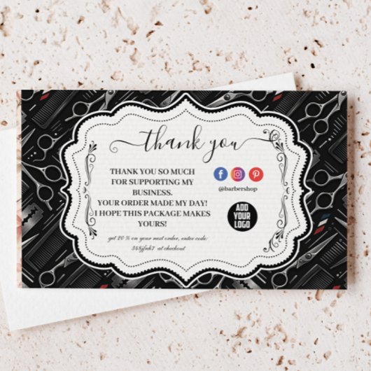 Classic Barbershop Tools Vintage Style Dankeskarte