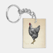 Classic Barred Plymouth Rock Chicken Hen Schlüsselanhänger (Vorderseite links)