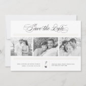 Classic Bars Monogram Modern 3 Multi Foto Wedding Save The Date (Vorderseite)