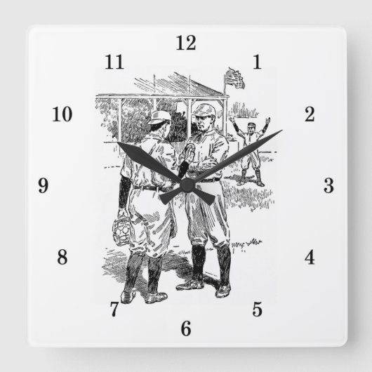 Classic Baseball Wall Clock Quadratische Wanduhr (Vorderseite)