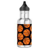 Classic Basketball Pattern on Black Edelstahlflasche (Rechts)