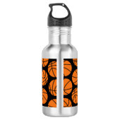 Classic Basketball Pattern on Black Edelstahlflasche (Rückseite)