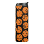 Classic Basketball Pattern on Black Thermosbecher (Nach links gedreht)