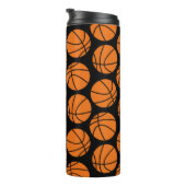 Classic Basketball Pattern on Black Thermosbecher (Nach rechts gedreht)
