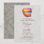 Classic Beach Heart Wedding Einladung (Vorne/Hinten)