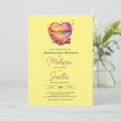 Classic Beach Heart Wedding Einladung (Stehend Vorderseite)