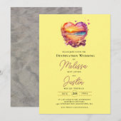Classic Beach Heart Wedding Einladung (Vorne/Hinten)